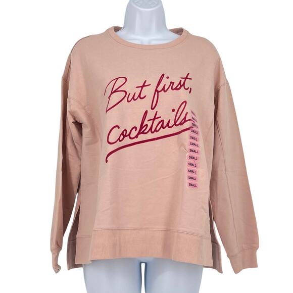 Wild Fox But Cocktails First Statement Sweatshirt in Rose Pink Size Small - Picture 1 of 6